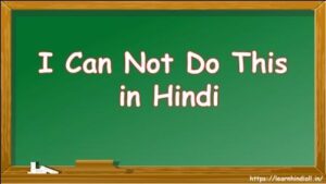 I Can Not Do This in Hindi