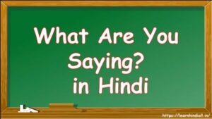 What Are You Saying in Hindi