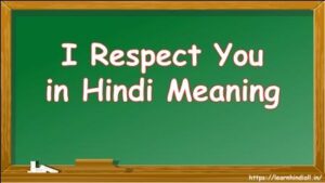 I Respect You in Hindi Meaning