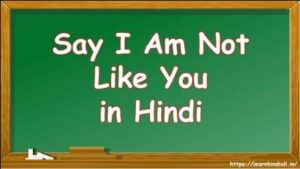 Say I Am Not Like You in Hindi