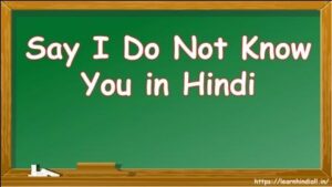 Say I Do Not Know You in Hindi