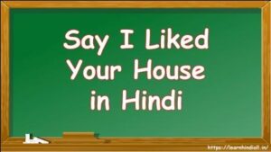 Say I Liked Your House in Hindi